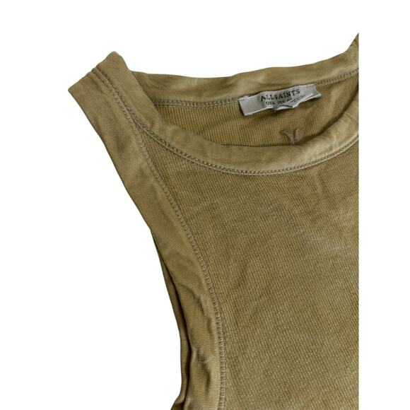 Allsaints Rine cropped tank in‎ pale olive green size 0 - Picture 2 of 5